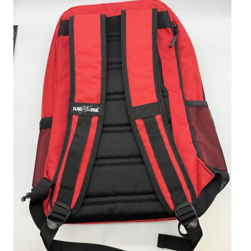 Flag Nor Fail Red Black Gym Fitness Backpack Padded Straps Gorpcore tactical